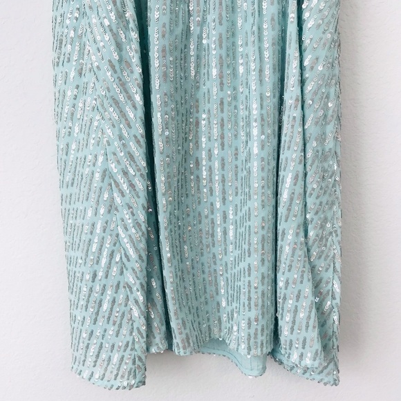 New! Forever 21 Sequins Mint Aqua Spaghetti Strap Formal Cocktail Mini Dress - Picture 7 of 10